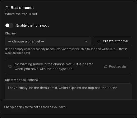 The Bait channel card.